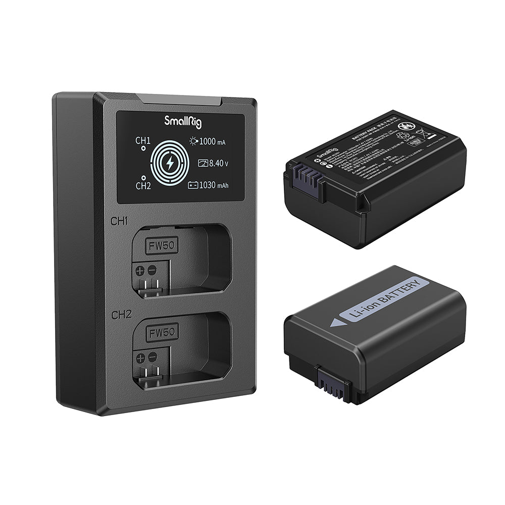 Smallrig Kit da 2 Batterie e Caricabatterie NP-FW50 Smallrig Kit da 2 Batterie e Caricabatterie NP-FW50
